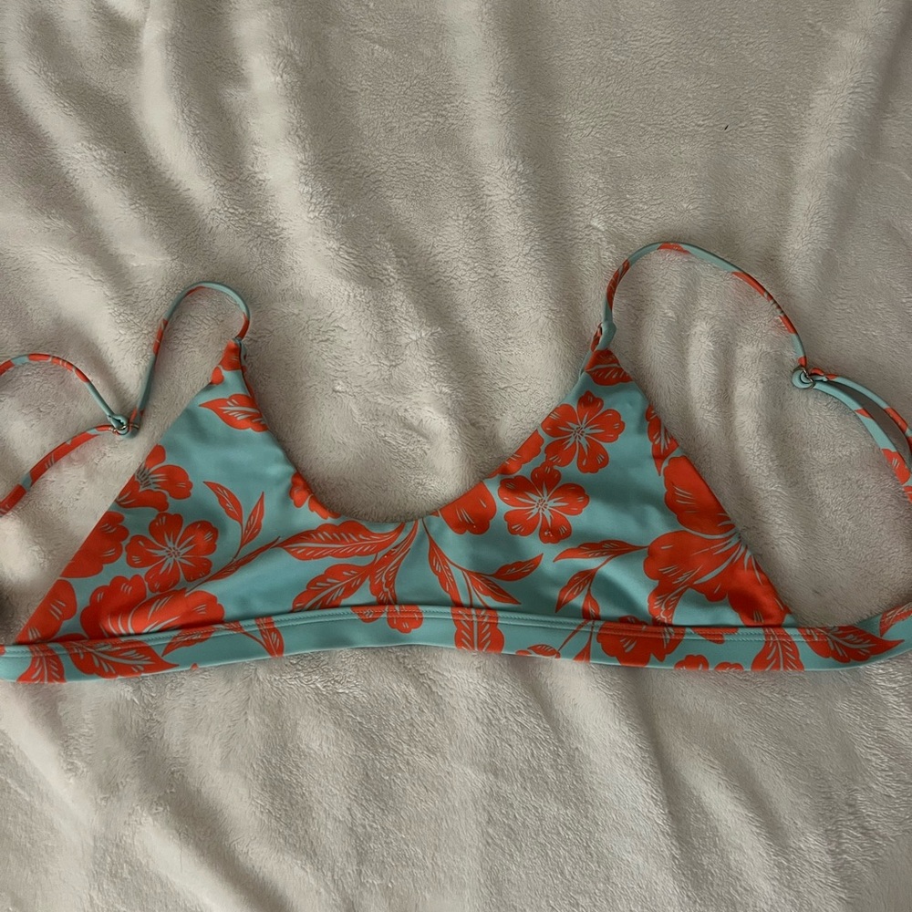 Kulani Kinis Aqua and Orange Floral Bikini Top